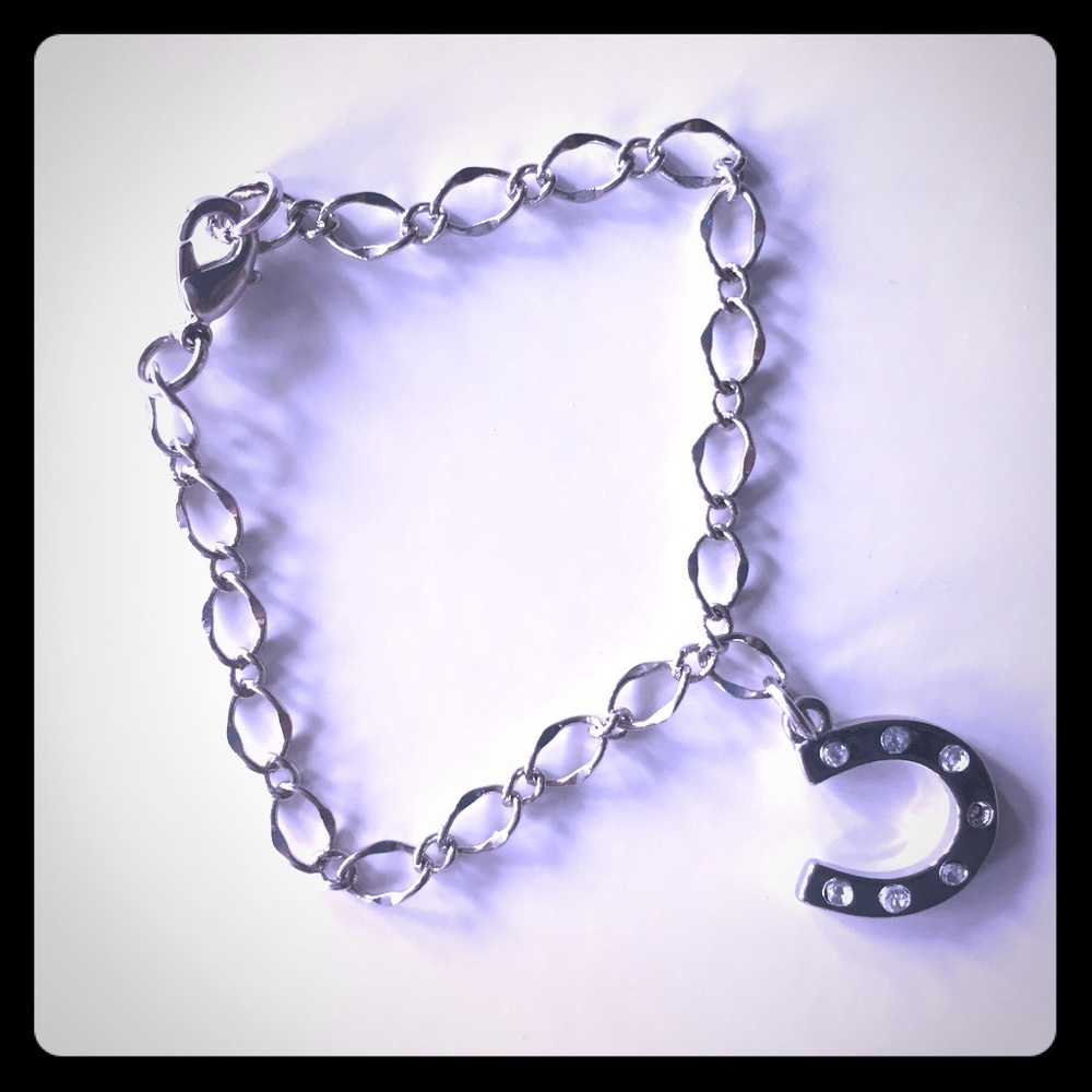 Y2K Lucky Horseshoe Silvertone Charm Bracelet - New!